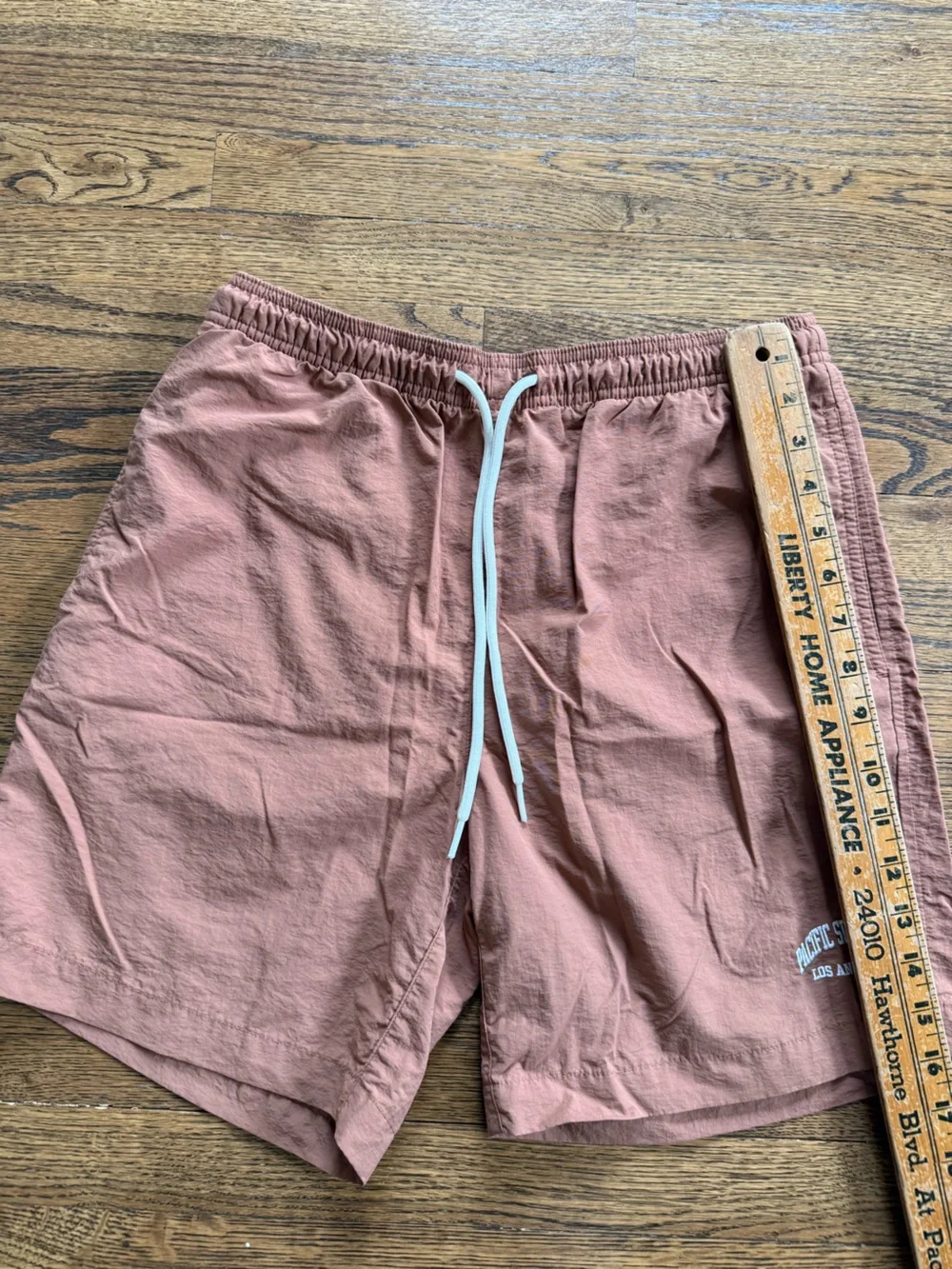 PacSun Mens Rust Swim Trunks with White Drawstring